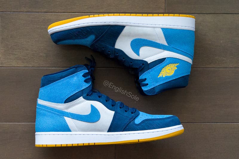 Jordan Brand Air Jordan 1 "Marquette" PE Player Exclusive 1 of 40 Super Rare Sneaker Basketball AJ1 Blue Yellow Faux Stingray Croc Leather Suede University of Milwaukee Health Science