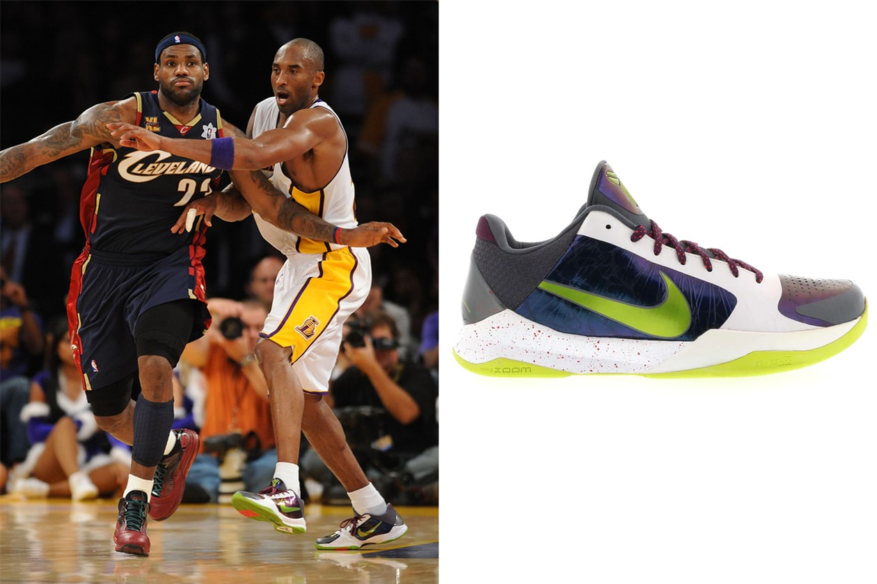 kobe bean bryant nike basketball kobe 5 protro 2009 2010 nba season memorable moments los angeles lakers fifth championship chaos bruce lee in line big stage official release date info photos price store list buying guide