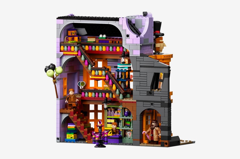 LEGO Harry Potter Diagon Alley Set Release Ollivander's Wand Shop, Weasley’s Wizard Wheezes, Florean Fortescue's Ice Cream Parlor Scribbulus Writing Implements Flourish & Blotts Quality Quidditch Supplies Gilderoy Lockhart Florean Fortescue Lucius Malfoy