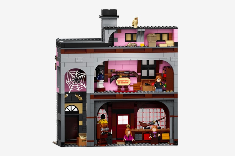 LEGO Harry Potter Diagon Alley Set Release Ollivander's Wand Shop, Weasley’s Wizard Wheezes, Florean Fortescue's Ice Cream Parlor Scribbulus Writing Implements Flourish & Blotts Quality Quidditch Supplies Gilderoy Lockhart Florean Fortescue Lucius Malfoy