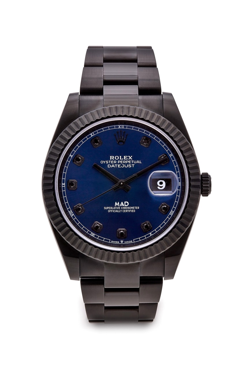 MAD Paris Customised Rolex Datejust 41 With Blue Dial Closer Look Watches Dover Street Market London £26,390 GBP Timepiece Matte Black Blue