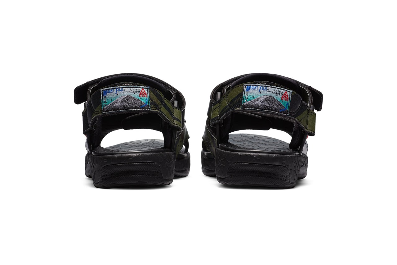 Nike ACG Air Deschutz Sandals "Mt. Fuji" BlackCargo/Khaki Sneaker Sandal Footwear Release Information Closer Look Drop Date Dad Shoe Patches Retro OG 