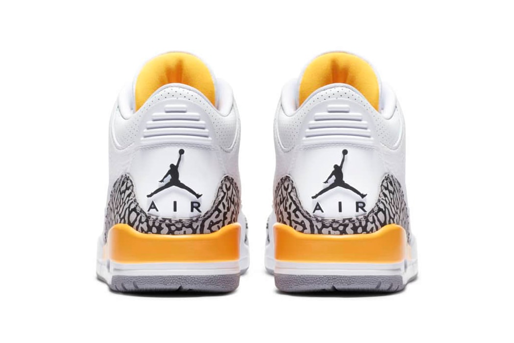 Nike Jordan Brand Air Jordan 3 "Laser Orange" Release Information "White Cement" Elephant Print Tumbled Leather AJ3 Michael Jordan Sneaker Drop Footwear Basketball Shoe ck9246-108