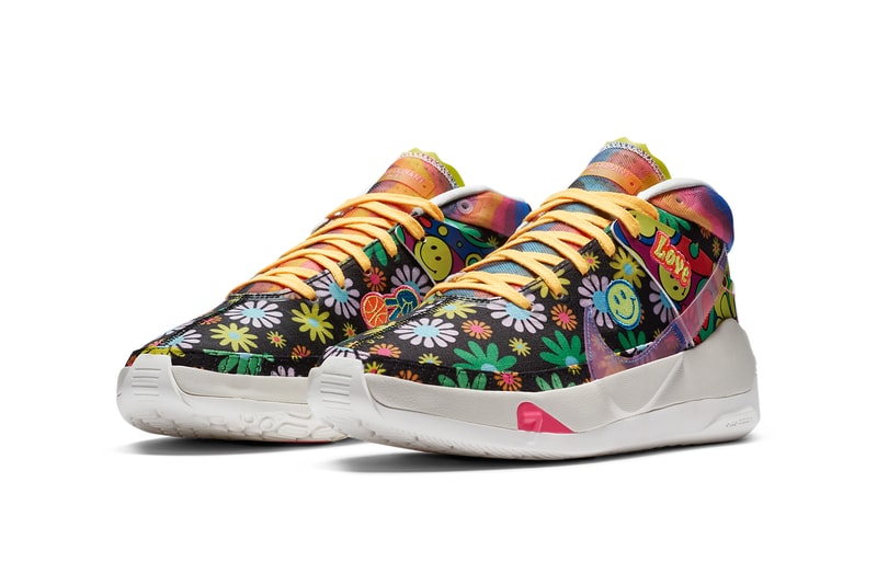 nike basketball kevin durant kd 13 easy money sniper peace love and basketball DA1341 100 floral print 60s rock official release date info photos price store list buying guide
