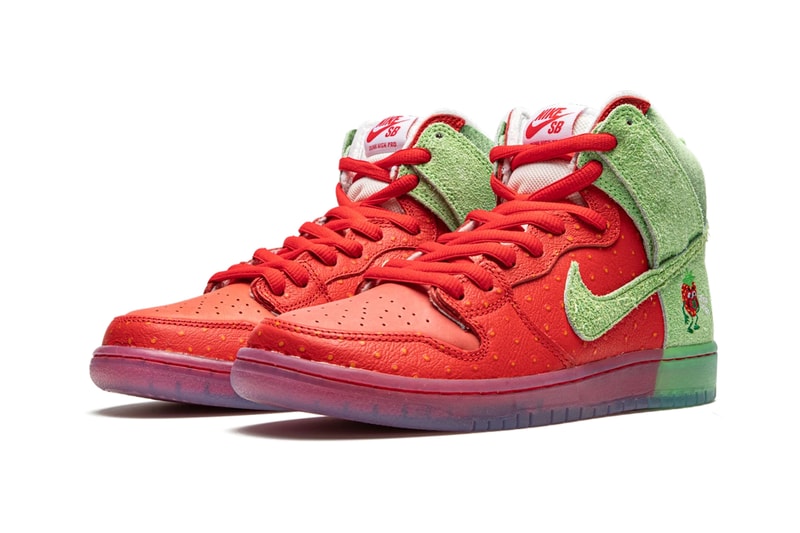 nike sb skateboarding dunk high pro strawberry cough todd bratrud university red spinach green CW7093 600 official release date info photos price store list buying guide