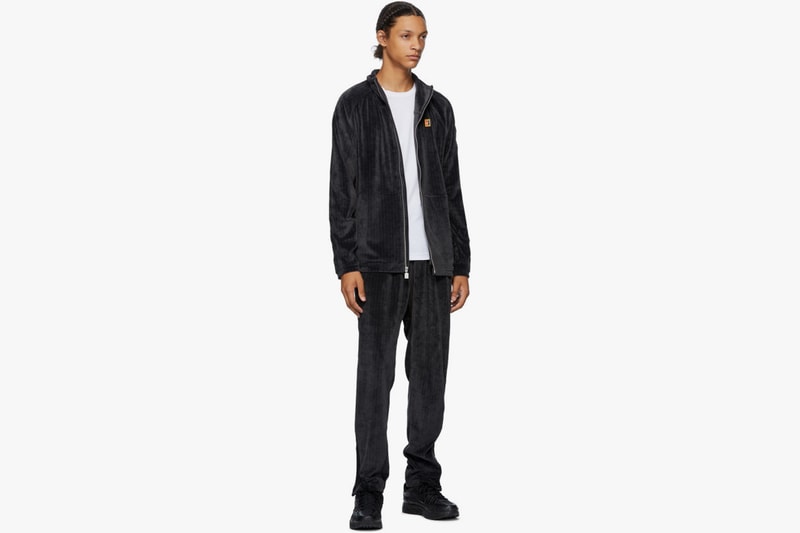 NikeCourt Gray Velour Tennis Track Jacket Lounge Pants Embroidered Logo Swoosh Brand Stretch Drawstring Cosy Sweatpants One Piece Look SSENSE