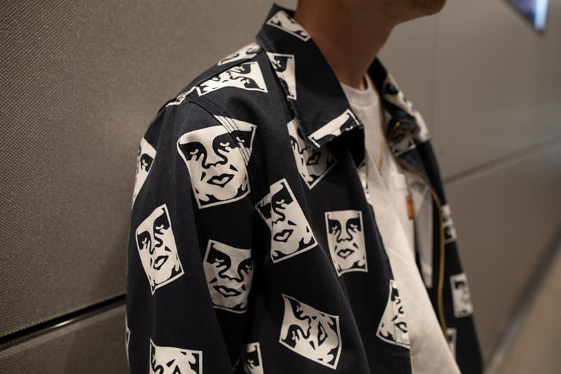 OBEY x Dickies Life Collection Lookbook Mens Womens Clothing Collaboration First Look Graphic Prints Unlined Eisenhower Jacket Work Shirt 873 Slim Straight Work Pant Face Logo