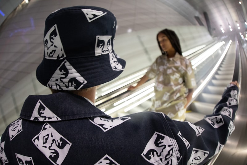 OBEY x Dickies Life Collection Lookbook Mens Womens Clothing Collaboration First Look Graphic Prints Unlined Eisenhower Jacket Work Shirt 873 Slim Straight Work Pant Face Logo