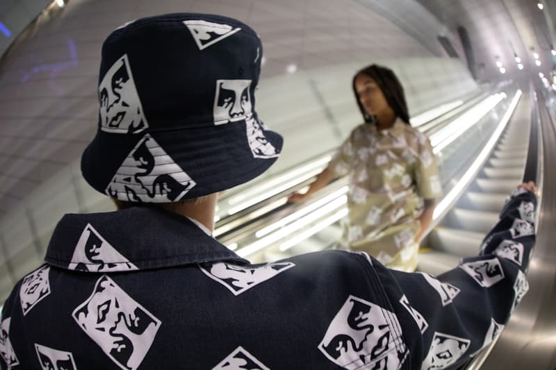 OBEY x Dickies Life Collection Lookbook Mens Womens Clothing Collaboration First Look Graphic Prints Unlined Eisenhower Jacket Work Shirt 873 Slim Straight Work Pant Face Logo