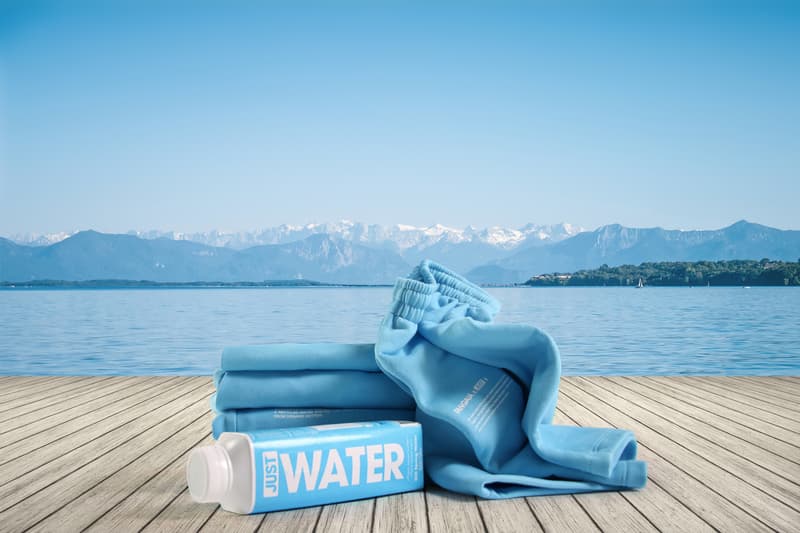 PANGAIA and Jaden Smith's JUST Water Collab apparel blue adults kids Seaweed Fiber T-Shirt Seaweed Fiber Cropped Shirt hoodie track pant short long shorts blue white