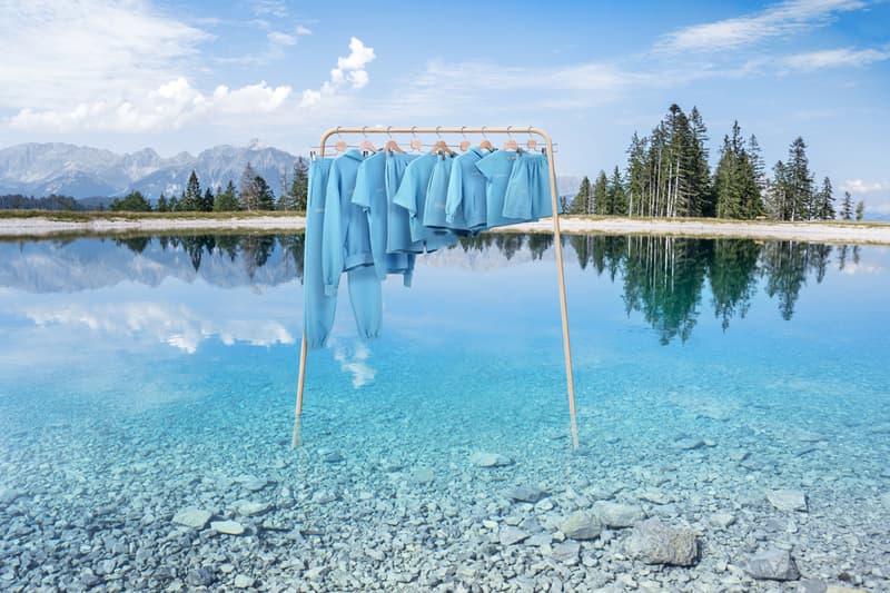 PANGAIA and Jaden Smith's JUST Water Collab apparel blue adults kids Seaweed Fiber T-Shirt Seaweed Fiber Cropped Shirt hoodie track pant short long shorts blue white