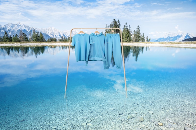 PANGAIA and Jaden Smith's JUST Water Collab apparel blue adults kids Seaweed Fiber T-Shirt Seaweed Fiber Cropped Shirt hoodie track pant short long shorts blue white
