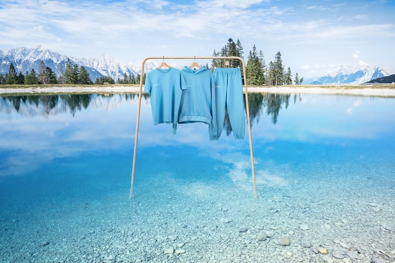 PANGAIA and Jaden Smith's JUST Water Collab apparel blue adults kids Seaweed Fiber T-Shirt Seaweed Fiber Cropped Shirt hoodie track pant short long shorts blue white