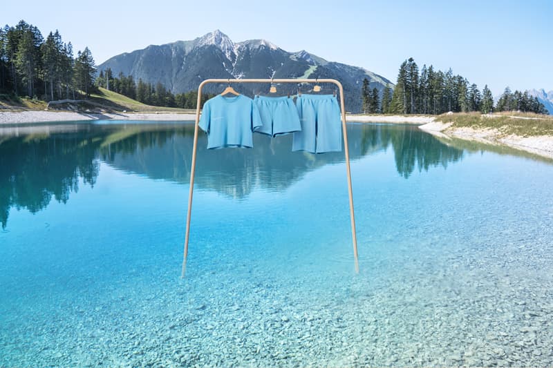 PANGAIA and Jaden Smith's JUST Water Collab apparel blue adults kids Seaweed Fiber T-Shirt Seaweed Fiber Cropped Shirt hoodie track pant short long shorts blue white