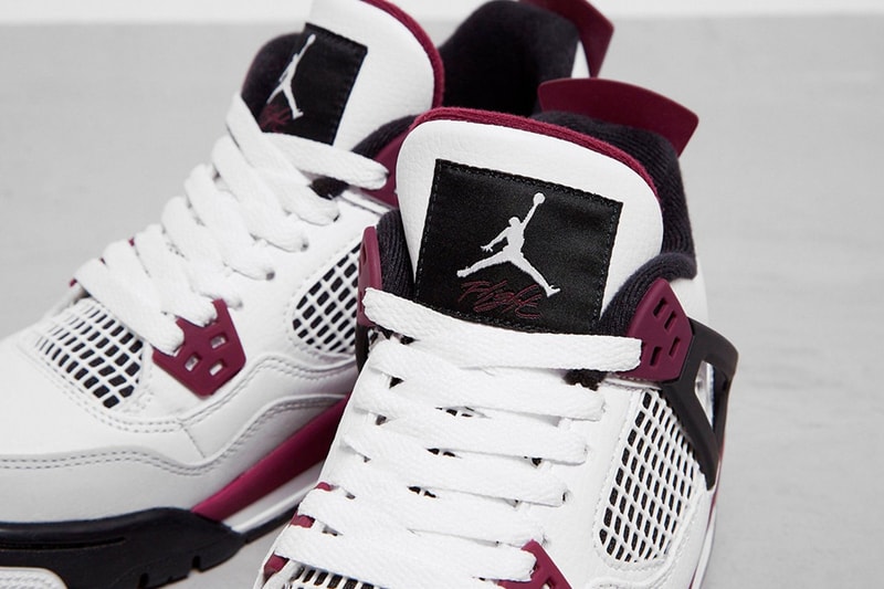 Nike Jordan Brand Air Jordan 4 Paris Saint-Germain FC PSG Jumpman "Bordeaux" Purple Wine France Football Club AJ4 Michael Jordan Black White Neutral Gray
