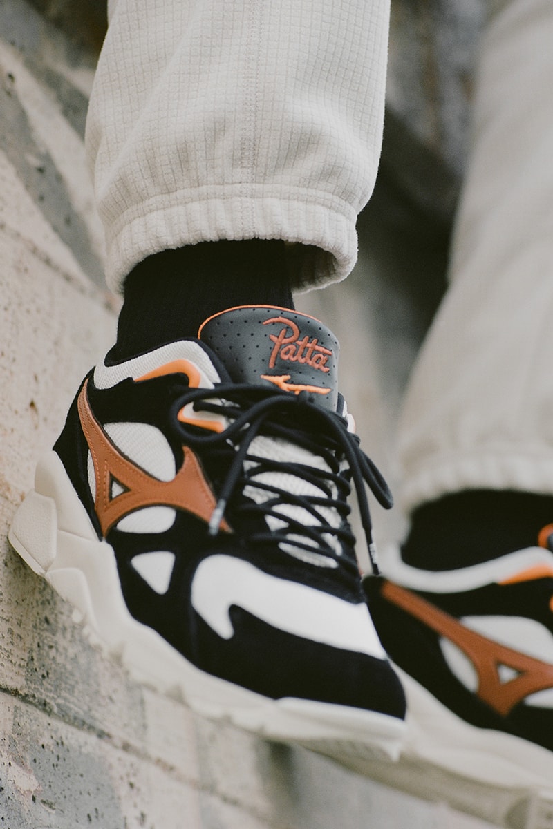 patta mizuno sky medal black white orange tan brown roadrunner release information amsterdam details