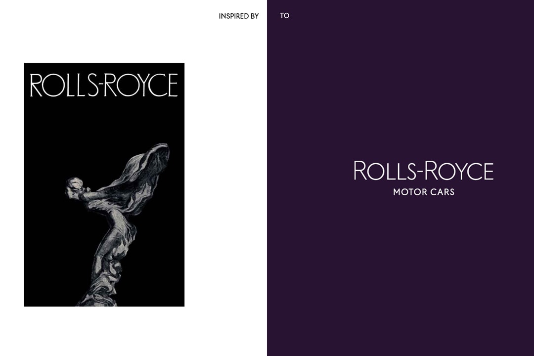 Pentagram Updates Rolls-Royce Brand Identity logo monogram spirit of ecstasy car print design