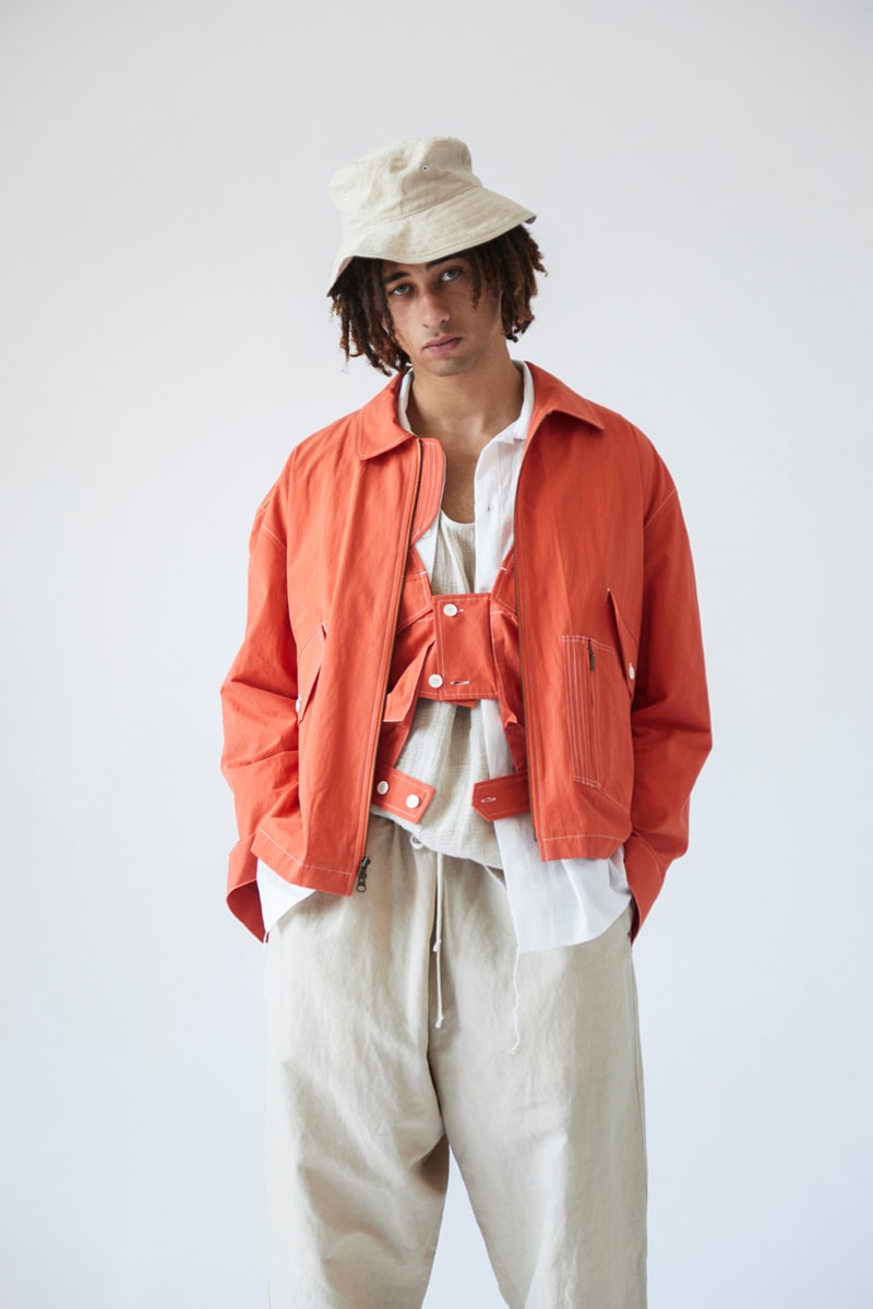 s.k. manor hill Spring/Summer 2021 Lookbook collection linen cotton trousers shirts accessories bags lanyards bucket hats organic white beige indigo orange