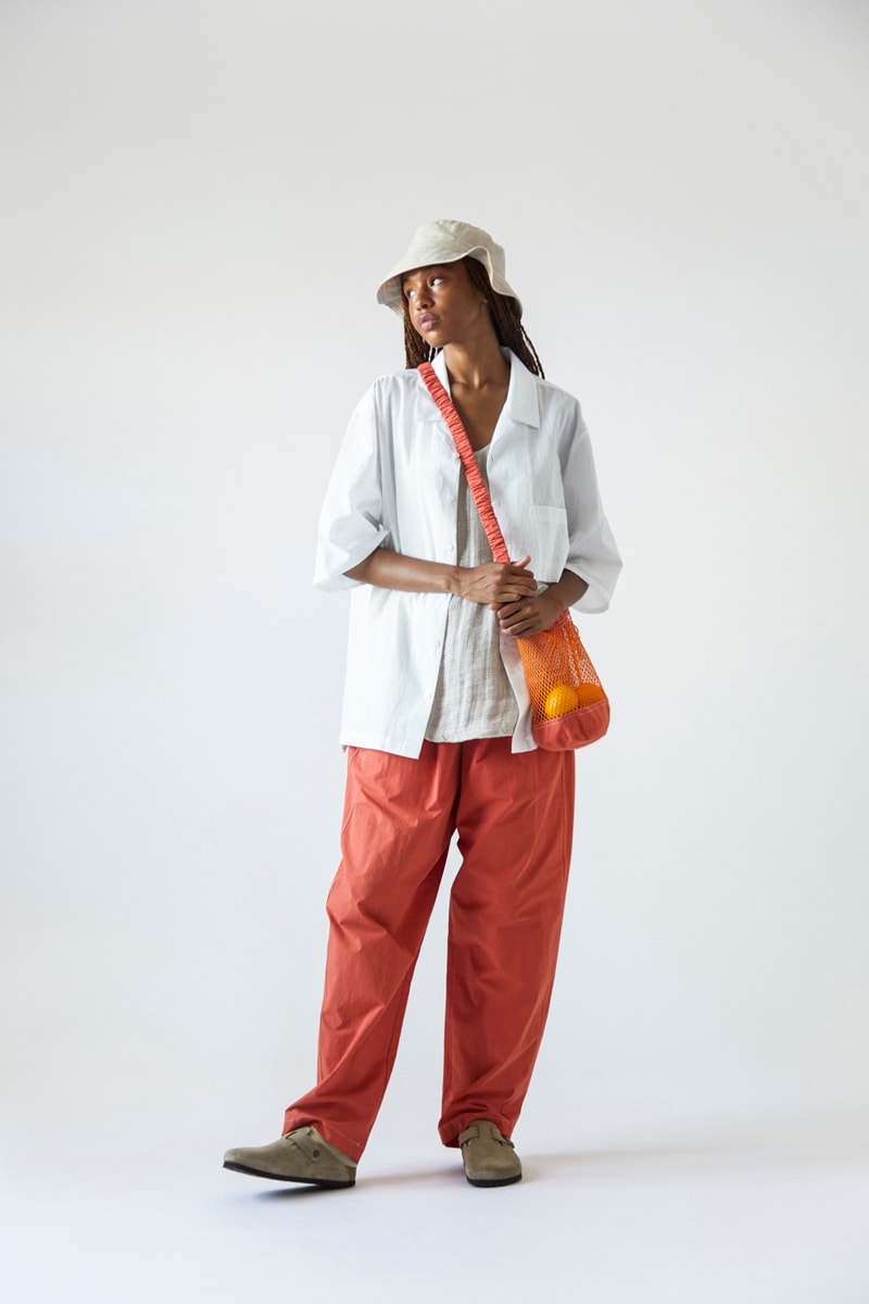 s.k. manor hill Spring/Summer 2021 Lookbook collection linen cotton trousers shirts accessories bags lanyards bucket hats organic white beige indigo orange