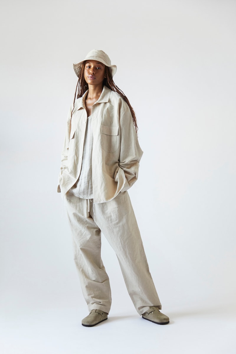 s.k. manor hill Spring/Summer 2021 Lookbook collection linen cotton trousers shirts accessories bags lanyards bucket hats organic white beige indigo orange