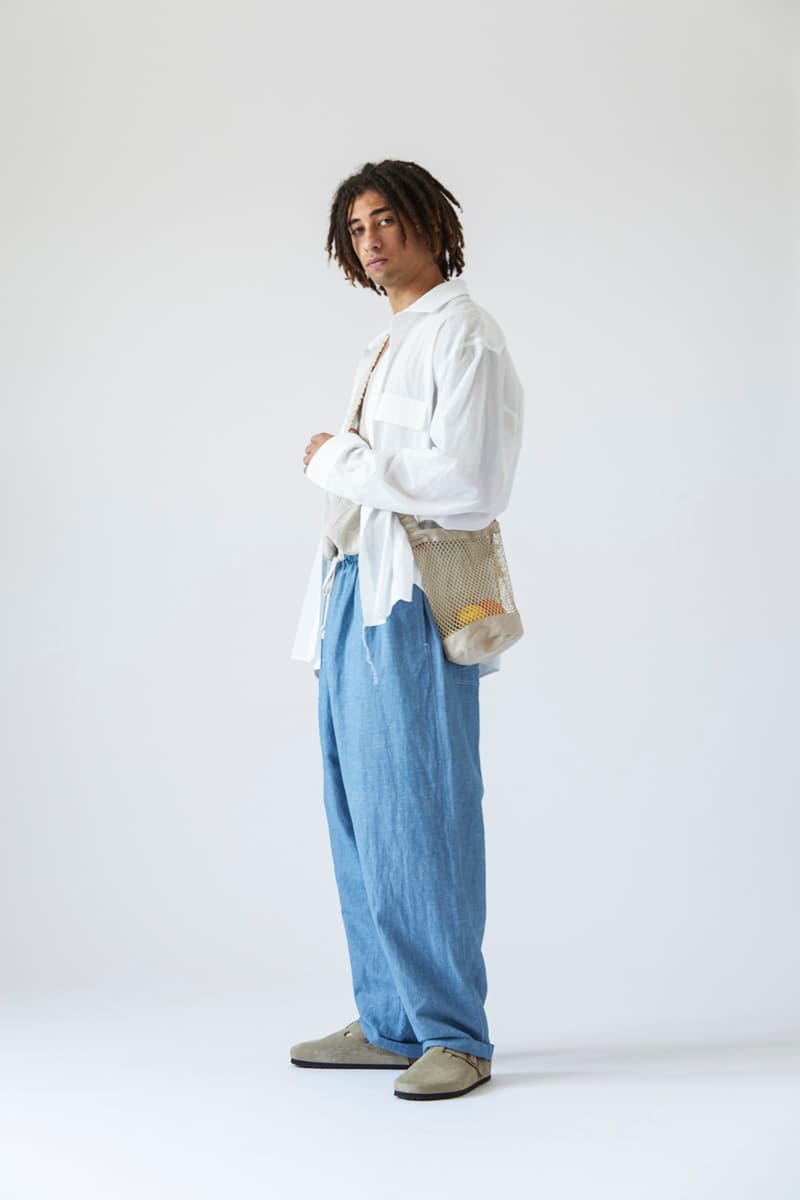 s.k. manor hill Spring/Summer 2021 Lookbook collection linen cotton trousers shirts accessories bags lanyards bucket hats organic white beige indigo orange