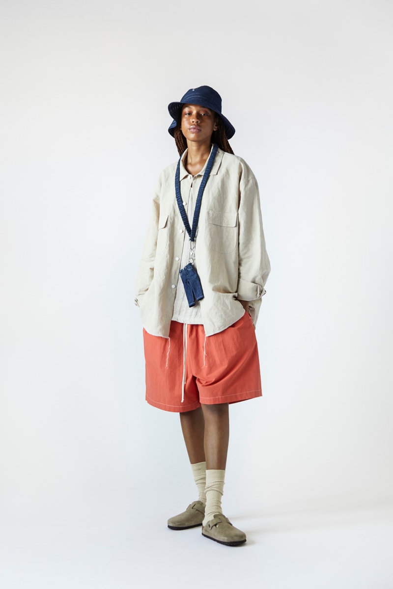 s.k. manor hill Spring/Summer 2021 Lookbook collection linen cotton trousers shirts accessories bags lanyards bucket hats organic white beige indigo orange