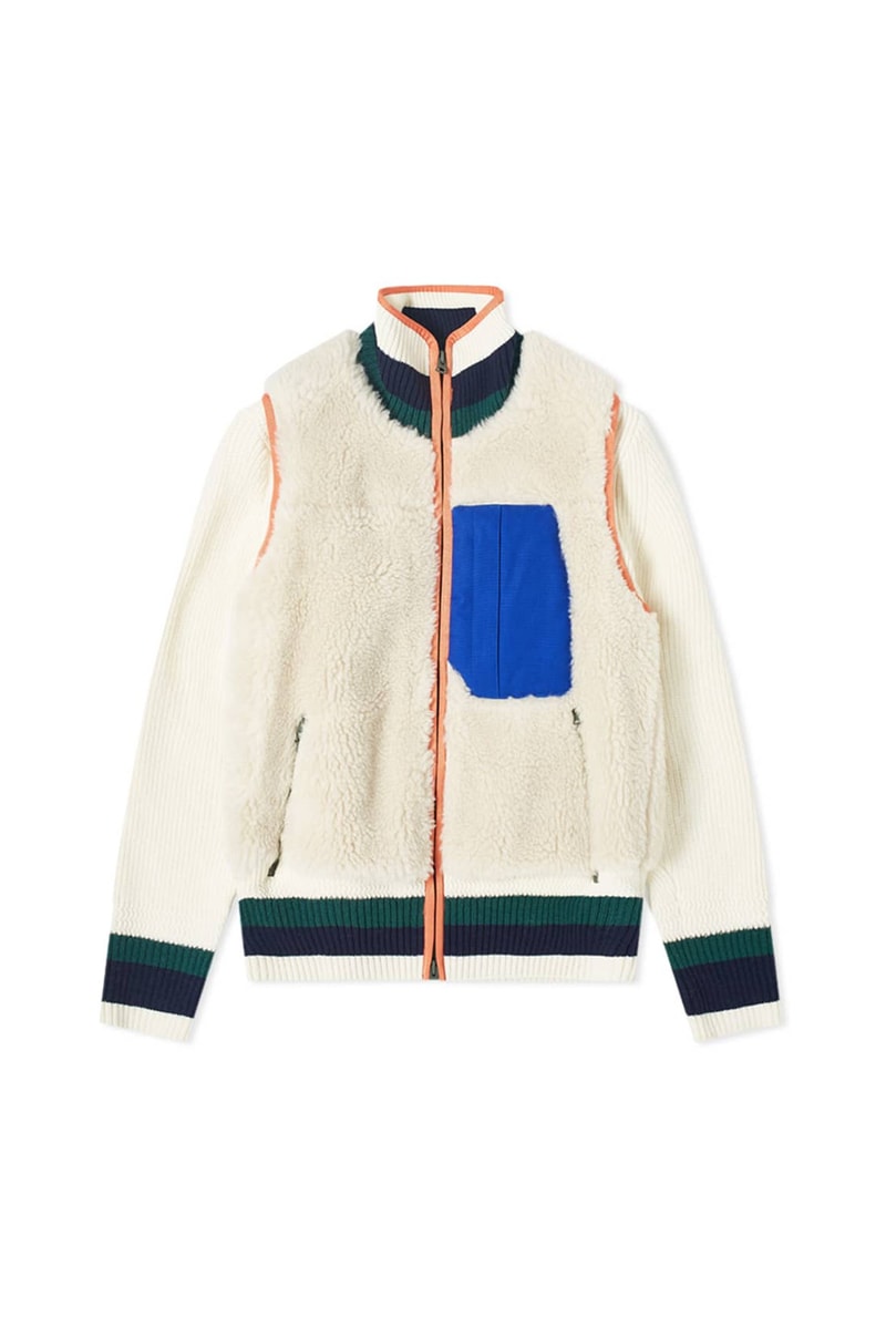 sacai faux shearling jackets ecru off white brown khaki release end clothing fleece