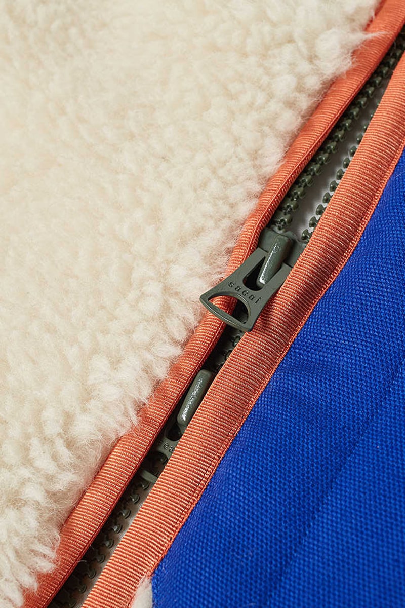 sacai faux shearling jackets ecru off white brown khaki release end clothing fleece
