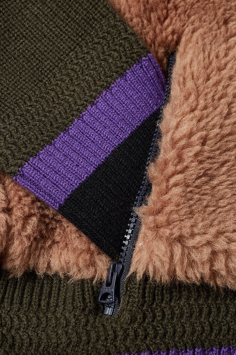 sacai faux shearling jackets ecru off white brown khaki release end clothing fleece