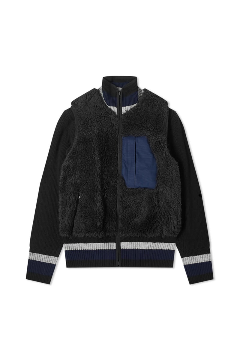 sacai faux shearling jackets ecru off white brown khaki release end clothing fleece