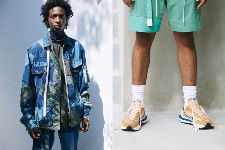 sacai SS21 Pieces Together Patchwork Outerwear and Layered Nike Sneakers