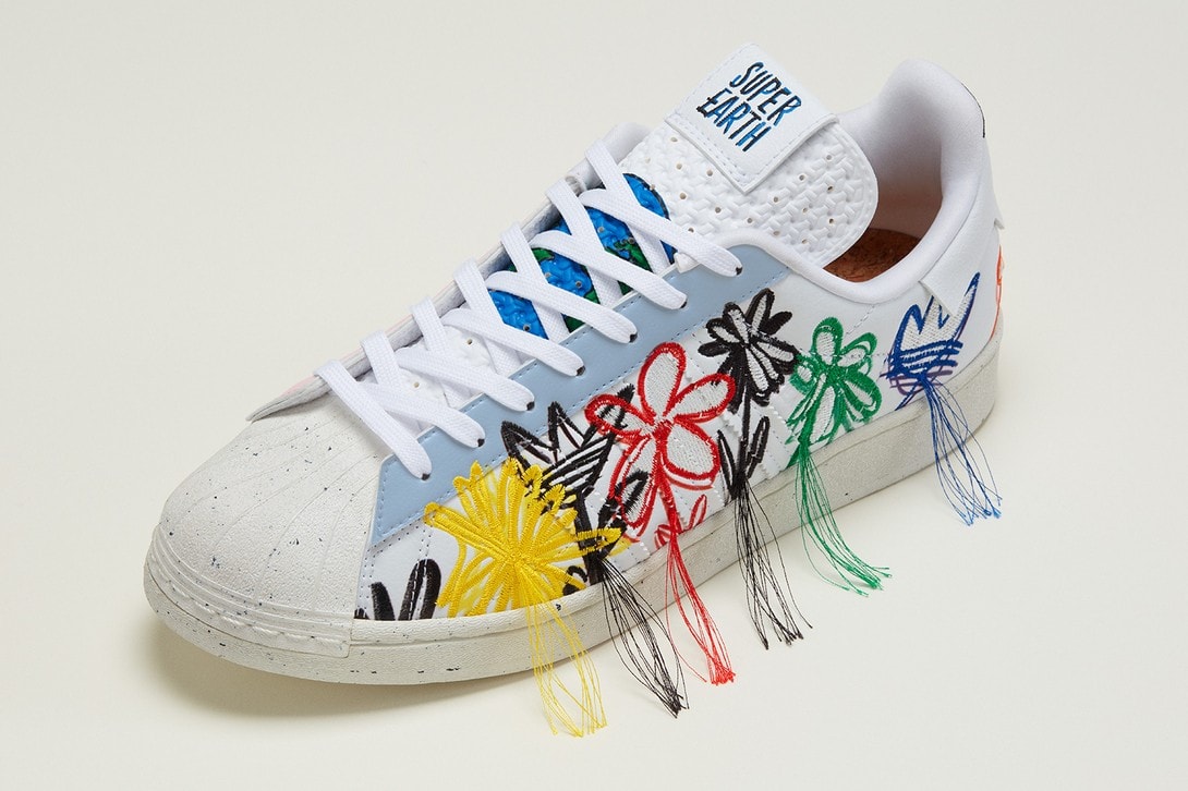 Sean Wotherspoon x adidas Originals SUPEREARTH Superstar Vegan Sneaker Official First Look Release Information Drop Date Hype Footwear Collaboration SW Shell Toe Three Stripes Flowers