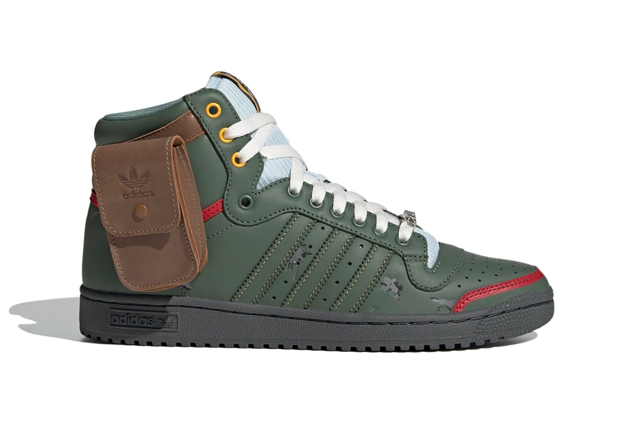 star wars adidas originals top ten hi high boba fett trace green scarlet brown yellow white FZ3465 official release date info photos price store list buying guide