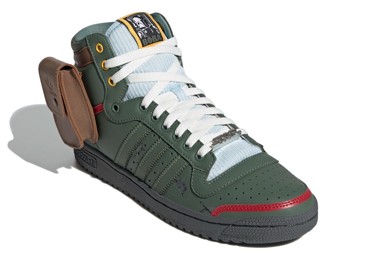star wars adidas originals top ten hi high boba fett trace green scarlet brown yellow white FZ3465 official release date info photos price store list buying guide