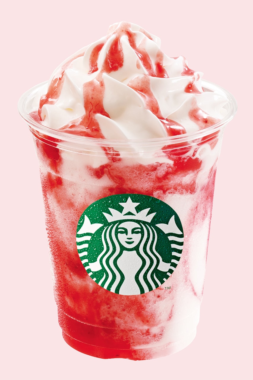 Starbucks Japan Milk Strawberry Frappuccino Release Information Food Drink Beverages Dairy Marble Effect Red Pink White Cafe Coffee