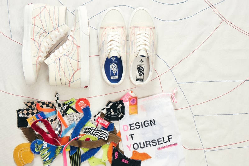 taka hayashi vault by vans diy pack sk8 hi old skool patches velcro white red blue official release date info photos price store list buying guide