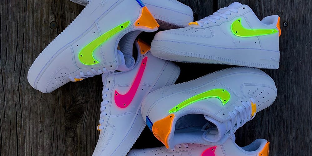 white air force with neon tick