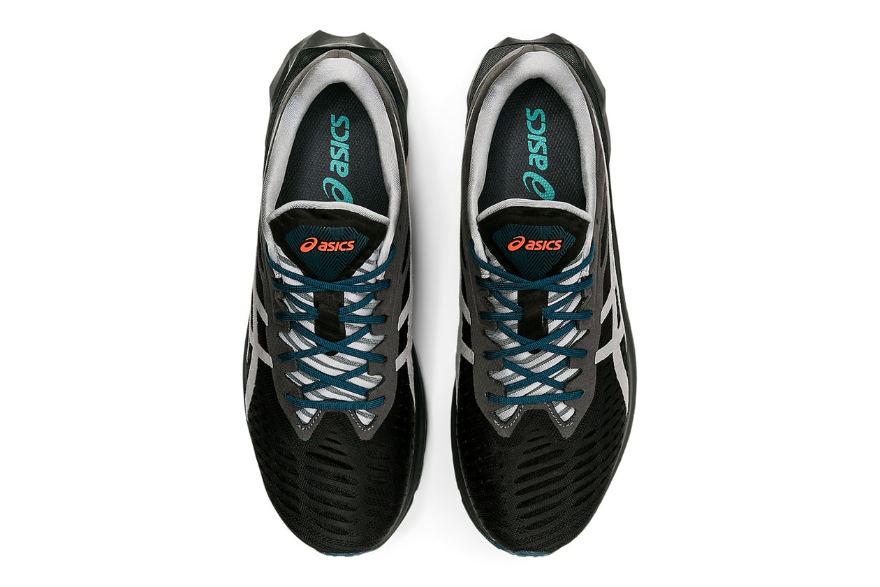 The ASICS NOVABLAST Sneaker Enhances Dynamic Movement Mr Shirley Black Cyan