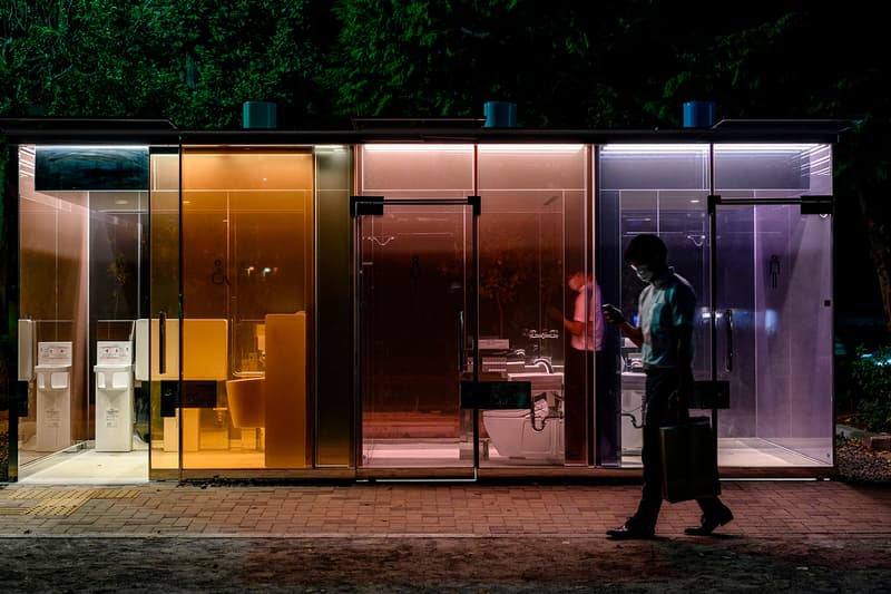 Tokyo Experiments Transparent Public Restrooms shigeru ban park japan lavatory opaque wc washroom toilet