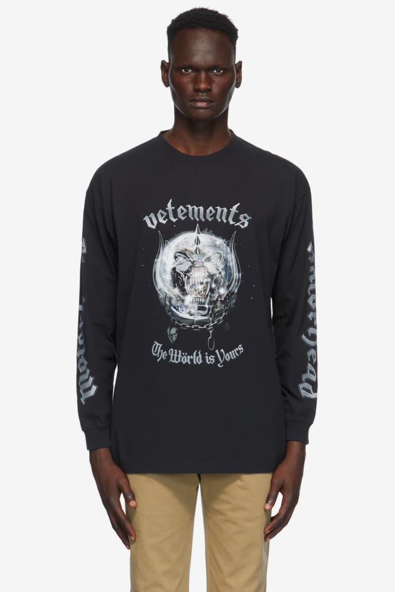 vetements black motorhead edition the world is yours hoodie shirt release ssense long sleeve shirts 