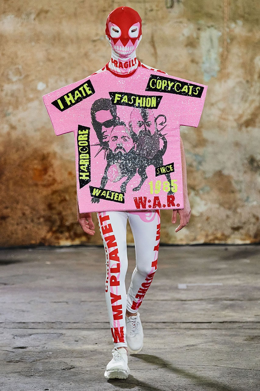 Walter Van Beirendonck Calls Out Louis Vuitton, Virgil Abloh antwerp six designer runway show ss21 spring summer 2021 copycats imitation fake sunglasses jacket attachment stuffed plush animal