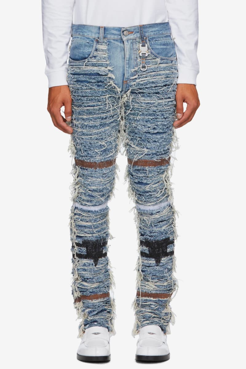 1017 ALYX 9SM Blackmeans Distressed Denim Jacket pants indigo jeans menswear streetwear spring summer 2020 collection collaboration