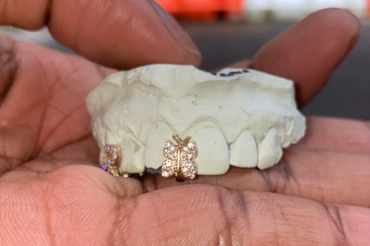 Helen Harris helenwiththegoldteeth Grillz New York Honeycomb Enamel Floating Letters Gemstones Opals Teardrop Gap Filler French Dip Diamond Cuts Openface Flats Caps Gold Teeth