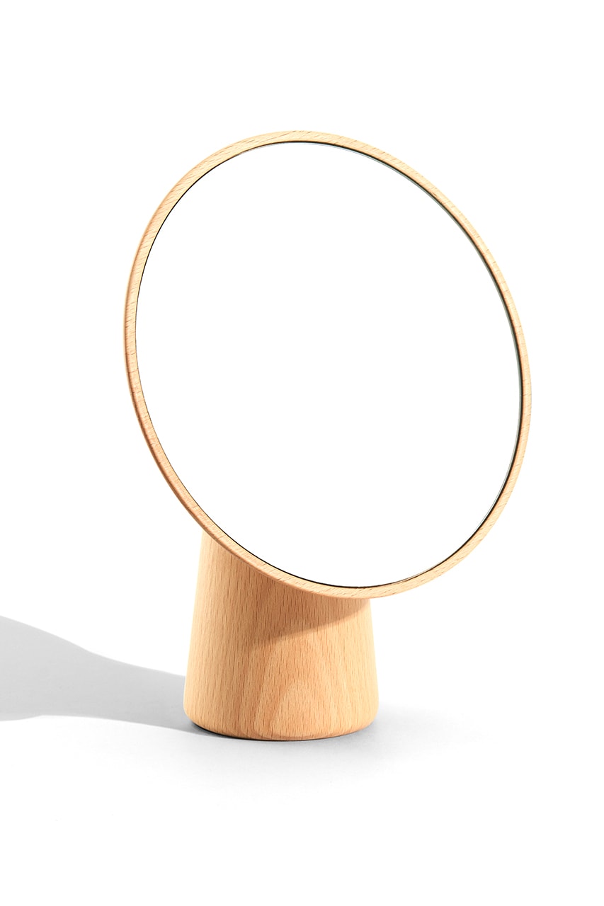 ANDEN Cameo Mirror London Design House Homeware Minimal Sustainable Sourced Solid Beech Wood matte black ebonised finish natural golden 