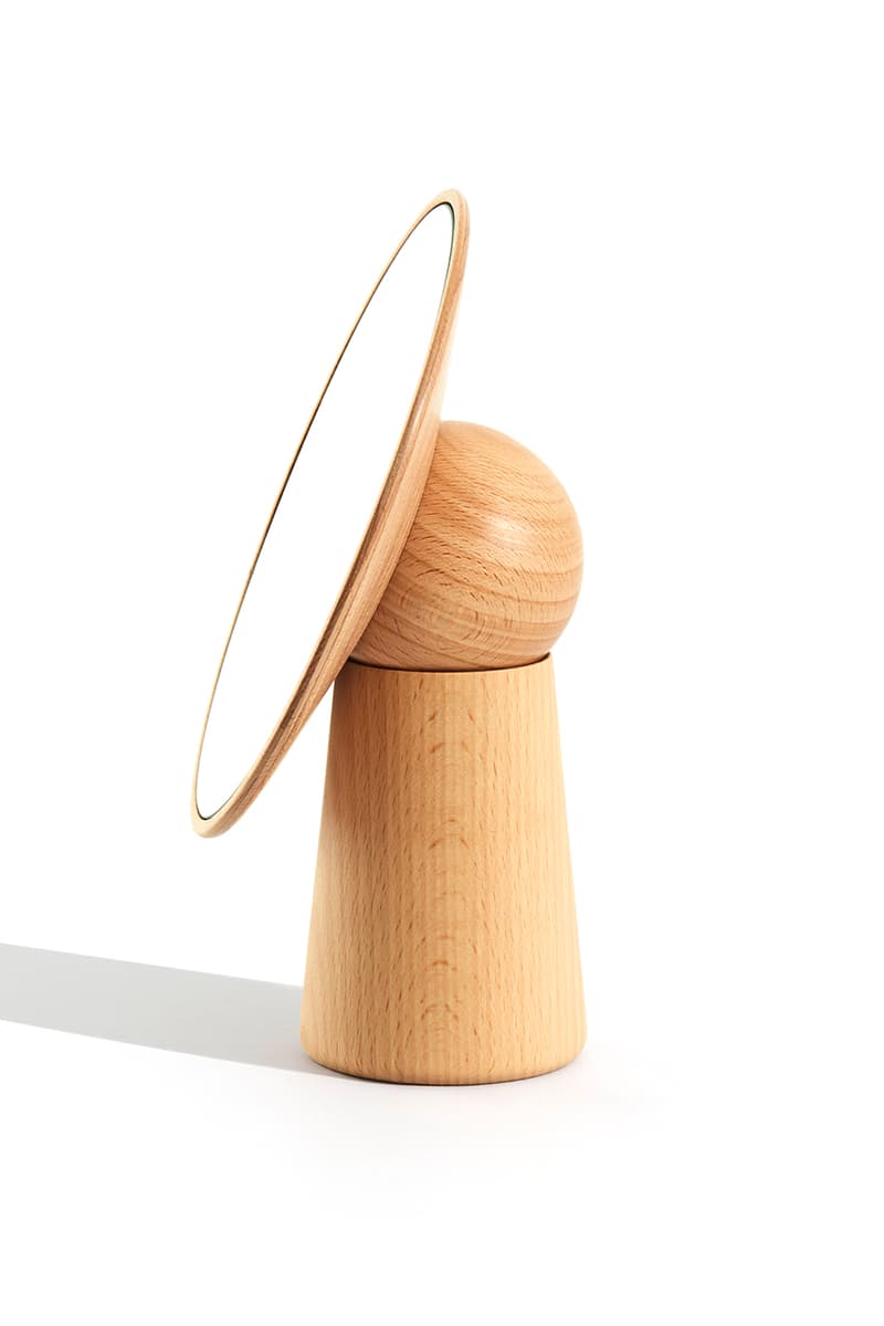 ANDEN Cameo Mirror London Design House Homeware Minimal Sustainable Sourced Solid Beech Wood matte black ebonised finish natural golden