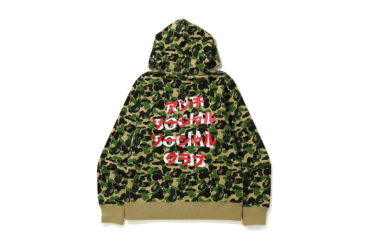 anti social social club bape fall 2020 collaboration capsule collection 1st camo green pink blue official release date info photos price store list buying guide