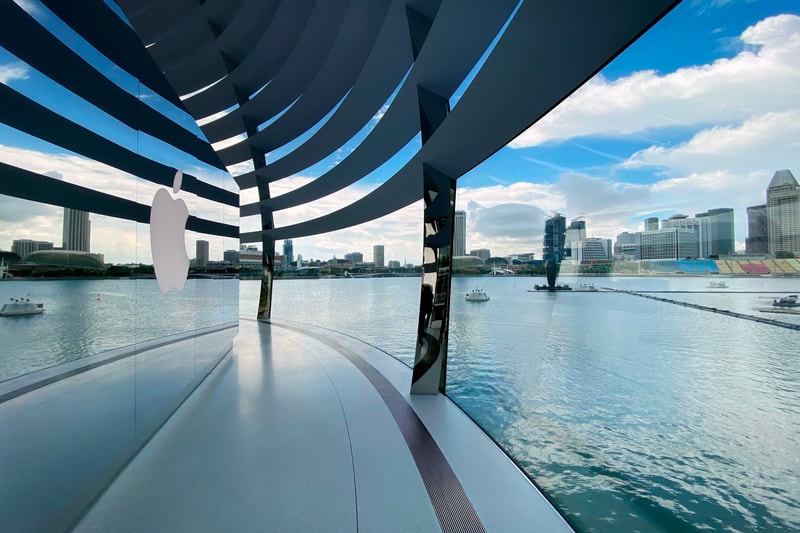 Apple Store Singapore Marina Bay Sands Now Open appointment only 114 glass dome sphere structure retail location facade building architecture