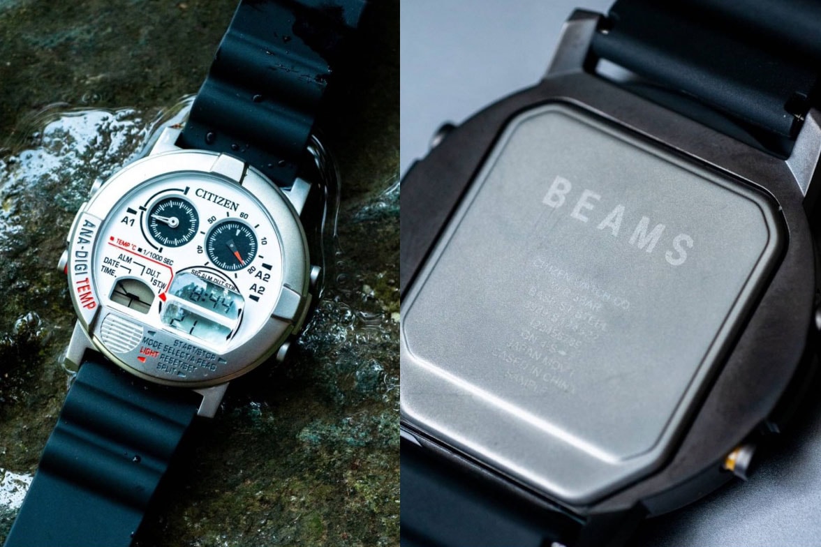 BEAMS x Citizen Round Face Ana-Digi Temp Black, Silver watches collaboration september 2020 colorways