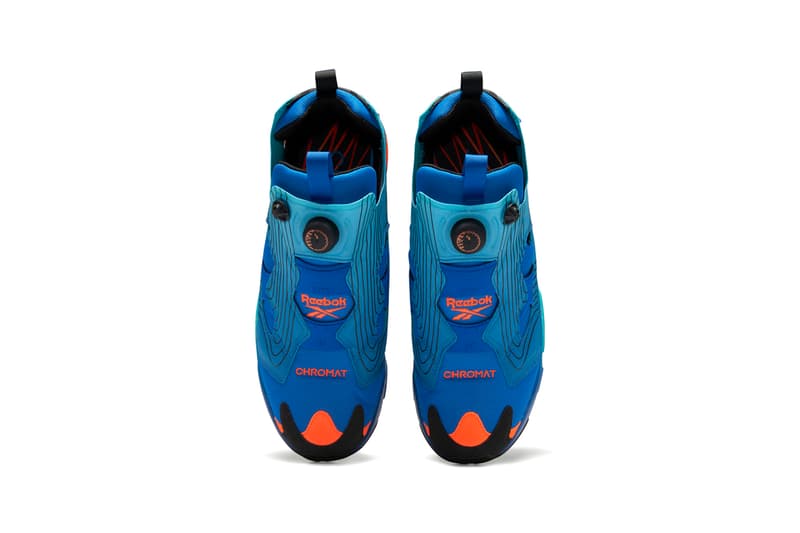 Chromat x Reebok Instapump Fury Collaboration Sneaker Release Information Closer Look Drop Date New York Fashion Week FW20 Fall Winter 2020 Emerald / Alert Yellow / Glacier Blue FY0825 Vector Blue / Glacier Blue / Black FY0826 Solar Orange / Alert Yellow / Black FZ3432