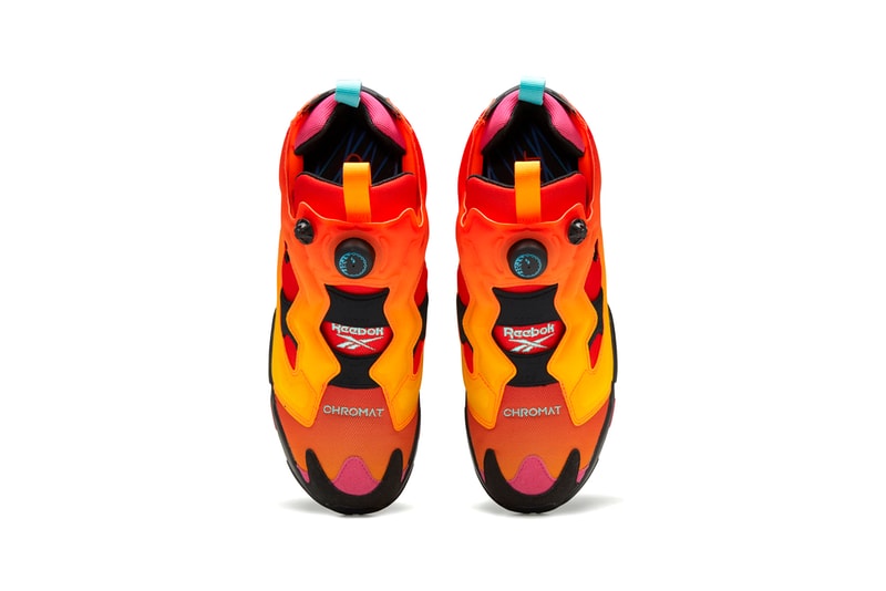 Chromat x Reebok Instapump Fury Collaboration Sneaker Release Information Closer Look Drop Date New York Fashion Week FW20 Fall Winter 2020 Emerald / Alert Yellow / Glacier Blue FY0825 Vector Blue / Glacier Blue / Black FY0826 Solar Orange / Alert Yellow / Black FZ3432